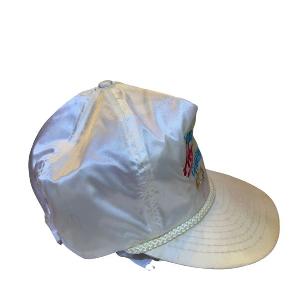 VTG The Heartbeat of America Embroidered Rope Nylon Slideback Men White Hat RARE - Picture 2 of 12